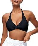 Navneet Women Bikini Top Push Up Triangle Bikini Halter Neck Swimming Tops Sexy Swimwear Padded Beach Bathing Suits A1 Black Push Up Bikini Top L