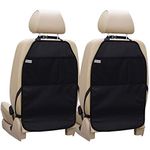 Car Seat Protector Large Kick Mat 2 Pack Durable Water Resistant Auto Seat Back Covers with 2 Mesh Pockets Protection Against Dust Mud Scratches (black, 2-Pack)