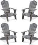 ACUEL Adirondack Chair Set of 4, Outdoor Oversized Patio Chair Poly Lumber Weather Resistant & Durable Fire Pits Chair for Poolside,Lawn and Garden,350lbs Weight Capacity (Grey)