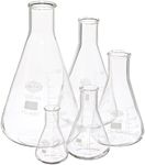 United Scientific FGSET5 Borosilicate Glass Erlenmeyer Flasks Set, Set of 5 Flasks