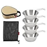 4Pcs Camping Bowls 300ml Stainless Steel Foldable Handle Widely Used Stainless Steel Bowls for Camping Hiking