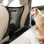 rabbitgoo Dog Car Barrier, Pet Net Barrier with Stretchable Mesh, Back Seat Organizer Pet Stopper & Storage Bag for SUVs, 13.98"×15.55"