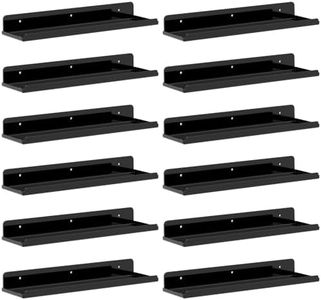 Lifewit Floating Shelves for Bathroom 15", Over-The-Toilet Storage Rack, Acrylic Wall Organizer for Book/Figures/Photo/Makeup, Display Shelf for Living Room Decor, Bedroom, Kitchen, Black, 12 Pack
