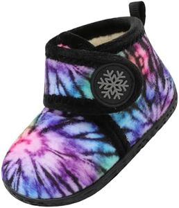 LeIsfIt Toddler Slippers Boys Girls House Slippers Kids Winter Boots Warm Lightweight House Shoes with Non-Slip Sole Black Color 2-3 Infant