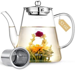 Zpose 1500ml Glass Teapot, Large Tea Pot with Infuser for Loose Tea and Blooming Tea, Clear Tea Pots Set, Hand Crafted Borosilicate Glass Tea Maker with Scale Line, Tea Gift Set for Tea Lovers