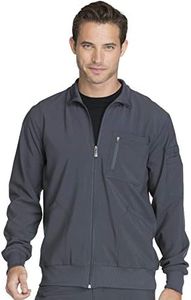 Infinity Cherokee Men's Zipper Warm-Up Jacket with Side Panels and Collar Cuffs CK305A, XL, Pewter