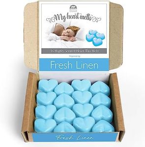 Fresh Linen Wax Melts: 16 pcs x 5g Heart Shaped Scented Wax Melts, Vegan & Pet Friendly, Cruelty & Plastic Free, Handmade in UK, Candle Alternative