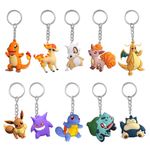 Diyxisk 10 Pieces Anime Keychain, Novelty Keyrings, Personalise Cute Keychain, Universal Kawaii Keychain, for Boys Girls Creative Small Gift, Anime Lovers, Children Birthday Gifts