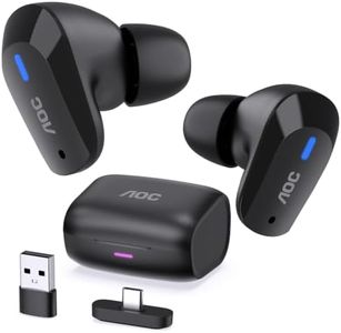 AOC Wireless Gaming Earbuds for PS5 PC Switch, 2.4GHz USB-C Dongle ACT3512 (Black)