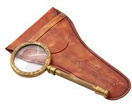 Brass Manifer Magnifying Glass with Leather Storage Case, Handmade Magnifying Lance, Vintage Look, Antique Style, Reading, Low Sight Elderly, Collectible