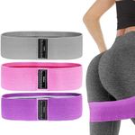 3 x Fabric Resistance Bands Heavy Duty Booty Glute Leg Hip Circle Butt Exercise Band Non Slip Physio Resistant Loop for Women/Men/Beginners/Athletes Strength Training, Yoga, Pilate, Fitness