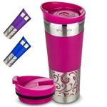 Arvestrix Travel Mug – Coffee Cup, Stainless Steel Vacuum Insulated Flask - Double Walled Travel Mugs for Hot and Cold Drinks, Leakproof Reuseable Bottle (Pink)