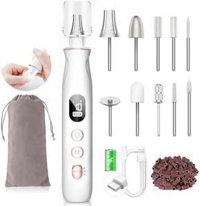 HSKAI® Professional Nail Drill Kit: Electric Nail File with LCD & Lamp, Long-Lasting Thick Toenail Grinder, Rechargeable & Cordless Toe Nail Dremel Tools for Women & Men Manicure and Pedicure Gifts