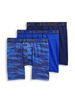 Jockey Men's Underwear Active Microfiber 9" Long Leg Boxer Brief - 3 Pack, Majestic Blue/Oceanic Camo/Brilliant Blue, M