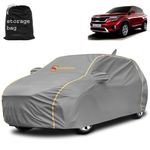 AUTOMOZEXO Kia Seltos Car Cover for all weather protection with Mirror & Antena Pocket this Inner Cotton Layer Triple Stitched Waterproof Cover with Adjustable Belt Bottom Elastic to Secure Fit (Grey)