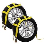 DC Cargo Mall Tow Dolly Basket Straps with Twisted Snap Hooks | 2-Pack | Car Wheel Straps for Auto Hauling