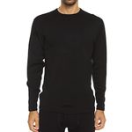 100% Merino Wool Expedition Weight Mens Crew Shirt - Heavy Weight Base Layer Top - Extreme Cold Weather Gear - Black - XX-Large