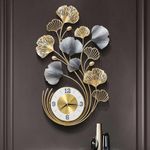 RIZIK STORE™ Metal Wall Hanging Floral Handmade Wall Clock Multicolor Ticking Sound for Bedroom/Drawing Room/Hall/Dining Room (19”x35”) (Design 1)