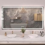 Snowdool 72"X40" LED Bathroom Mirror with Front Lights and Backlit, Anti-Fog, Dimmable, Shatter-Proof Tempered Glass, Lighted Bathroom Vanity Mirror for Wall with 3 Colors, Memory Function