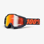 100% Men Accuri Mirror Red Lens Motocross/Cycling Goggles - Gunmetal, One Size