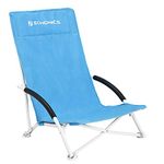 SONGMICS High Back Beach Chair, Portable Folding Camping Chair, Folding Chair, Lightweight, Comfortable and Heavy Duty Outdoor Chair with Carry Bag, Light Blue GCB61BU