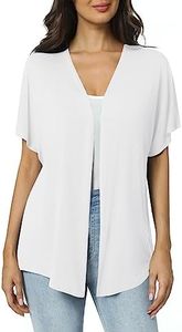 Urban CoCo Women's Lightweight Short Sleeve Kimono Cardigan Casual Cover Ups, White, X-Large