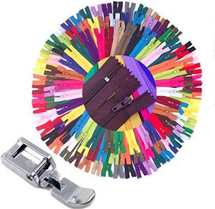 75pcs 20 Inch 14 Inch and 9 Inch Mixed Size Nylon Coil Zipper Bulk with Zipper Presser Foot for Sewing Craft(25 Color Zippers)