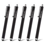 ISOUL Stylus Touch Pen, [5 PACK] Styli Capacitive Touchscreen Pen Steel Stylus For iPhone, iPad Mini, Pro, Galaxy, Note, Tab, Nexus, Nokia, Blackberry, OnePlus, Tablets and More (Black)