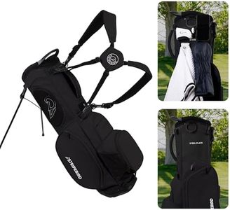 Stripebird Golf Stand Bag with Hub for Magnets (Black) - 4 Way Full-Length Dividers Golf Club Bag - 5 Pockets - Flexfit Rotatable & Adjustable Dual Straps - Rain Hood - Lightweight Golf Bag Stand