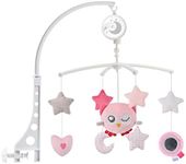 Baby Musical Crib Mobile with Hanging Rotating Plush Pink Owl Pendant Toys, Winding Drive Music Box, Infant Bed Decoration for Newborn Boys and Girls