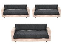 Fashion Throw Sofa Cover, Sofa Cover for Living Room, Sofa Slipcovers, Furniture Cover (Dark Grey with Frill, 7 Seater + Back)