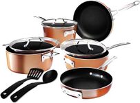 Gotham Steel 10 Pc Stackable Pots and Pan Set, Nonstick Cookware Set, Pots and Pans Set, Non Stick Cookware Set for Kitchen with Frying Pans + Saucepans, Oven/Dishwasher Safe, Healthy & Non Toxic