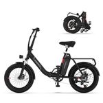 INVANTI Electric Bike, 20" Fat Tire Step-Thru Electric Bicycle, 72KM Range & 32KM/H Top Speed, 900W Peak Motor, Dual Suspension and 7-Speed, Folding Ebike for Adults with Rear Rack