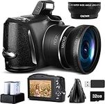 Monitech Digital Camera 4K 48MP Vlogging Camera, Camera for Photography,32GB SD Card，16x Digital Zoom, 3.0 inch Screen,Compact Camera for Beginners,2 Batteries