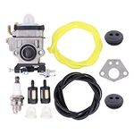 HouYeen Carburettor Carb Kit for 2 Stroke Engine 15mm Strimmer Hedge Trimmer Brush Cutter Chainsaw Carburetor Spark Plug Fuel Filter Set