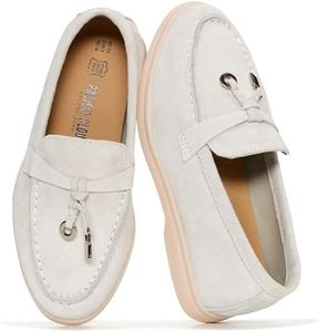 Project Cloud 100% Genuine Leather Girls Shoes - Lightweight & Slip Resistant Girls Dress Shoes - Memory Foam Insole Kids Shoes Loafers (Little_IRIS,LTGYSUEDE,1)