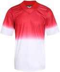 Pullonsy Adult Men's Blank Football Jerseys Athletic Football Fans Shirts Practice Sports Uniform Tops, Red-white Gradient Jersey, X-Large