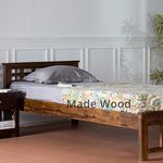 MADE WOOD Pipercrafts Solid Sheesham Wooden Single Bed, Single Size Cot Wooden Bed Provincial Teak