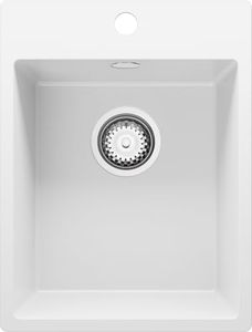 Fregadero Cocina Blanco 38x50cm, Fregadero Granito 1 Seno + Sifón, Fregadero sobre encimera al mueble 40cm - Riga de Primagran