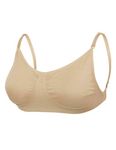 Women Dance Clear Straps Bra No Sponge Convertible Straps Bra, Nude, Large