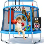 Happin® 55" Kids Trampoline, Trampolines for Toddlers Ages 2-6 with Safety Enclosure Net, Swing, Punching Bag & Rings, Indoor & Outdoor, Small Trampoline for Kids for Boys & Girls