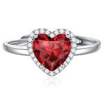 ChicSilver Birthstone Rings for Women Sterling Silver Cubic Zirconia Ring Gemstone Red Garnet Ring