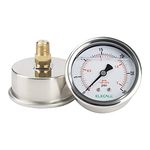 ELECALL 30psi Silicone Oil Filled Pressure Gauge for Water Oil Air Fuel Pressure Test in Pool Pump Sand Filter Air Compressor Water System, 2-1/2''Stainless Steel Case, Back Mount 1/4''NPT, Silver