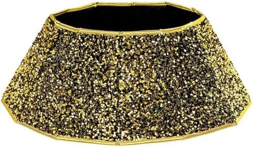 Blissun Christmas Tree Collar, Sequin Christmas Tree Skirt, Foldable Christmas Tree Ring, Xmas Tree Stand Base Cover for Christmas Tree Decoration, Round Gold