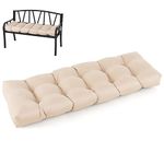 COSTWAY Garden Bench Cushion, 2 Seater Patio Bench Pad, 15cm Thick Tufted Long Chair Seat Cushion for Outdoor & Indoor Use, 132x49cm (Beige)