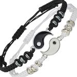 2-4Pcs Yin Yang Tai Chi Beads Infinity Braided String Rope Bracelets Handmade Waterproof Adjustable Cord Strand Bracelet for Men Women Friend Couple Matching Friendship Jewelry Gift, 9 inch,