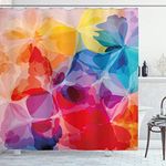 Ambesonne Floral Shower Curtain, Vibrant Colors Abstract Creative Watercolor Style Flower Pattern Artistic Design, Fabric Bathroom Decor Set with Hooks, 84 Inches Extra Long, Multicolor