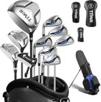 Golf Clubs Set for Men Right Handed Complete 14-Piece with Driver Fairwood Hybrid Irons Putter Stand Bag & 3 Headcovers - Beginner Mens Golf Set with Graphite Shafts Black