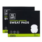 Pee Safe Sweat Pads For Underarms Women & Men (14 Pairs X 2) 28 Pads | Straight | Prevents Stains | Absorbs Sweat & Unpleasant Odour | Breathable And Deodorizing | Self Adhesive Glue