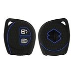 kwmobile Key Cover Compatible with Suzuki 2 Button Car Key - Soft Silicone Car Key Fob Holder Protector Case - Blue/Black Matte